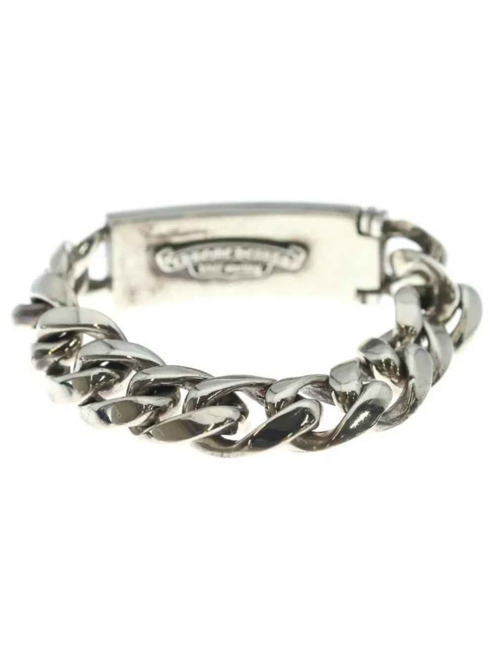 Chrome Hearts ID Floral Crs Cross ID Classic Link Bracelet Silver